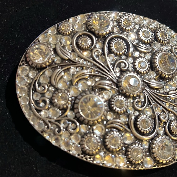 Nocona Swarovski Crystal Western Style Ladies Filigree Rhinestones Belt Buckle - Picture 4 of 7